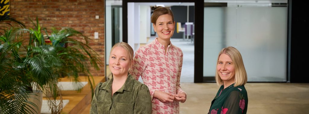 Leadership team members Merja Sinkkonen, Karoliina Reuna and Aleksina Shemeikka